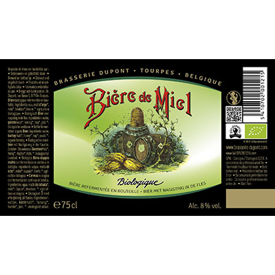5410702001215 Bière de Miel Bio<sup>1</sup> - 75cl Bière biologique refermentée en bouteille (contrôle BE-BIO-01) Sticker Front
